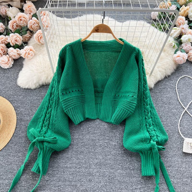 Embroidery Online - Verde Casual Acrilico Maglia Con Scollo