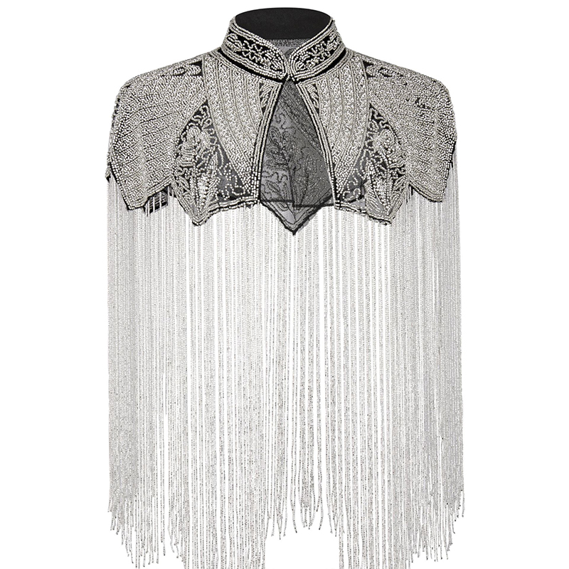 Embroidery Shawl - Sciarpa Delicata con Perline e Nappe