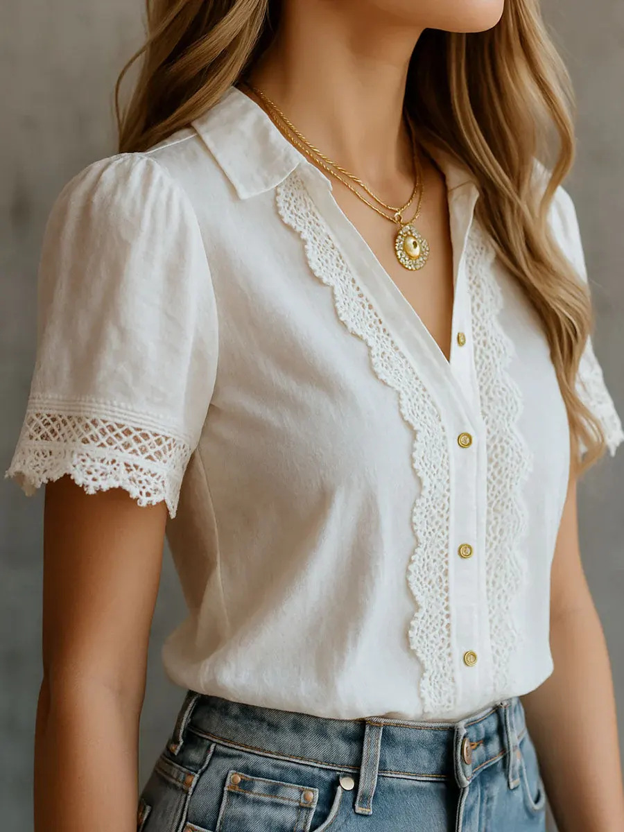 Embroidery Online - Camicie Eleganti da Donna, Casual, Tinta