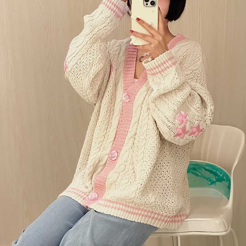 Embroidery Lovers - Cardigan amante con ricamo a stella