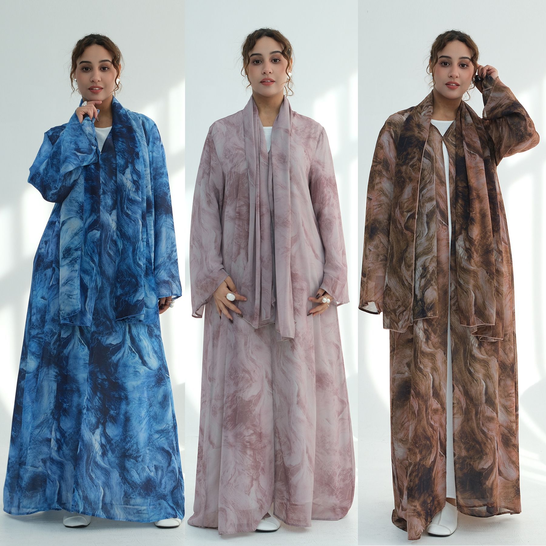 Abaya aperto in chiffon all'in - Embroidery Online recensione e prezzo